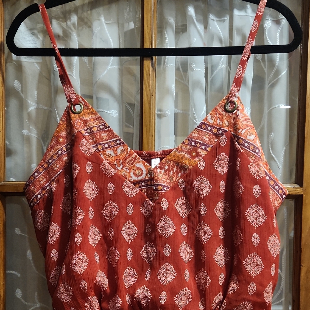 Paisley Red Knee Length Dress